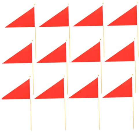 POPETPOP 12 pièces Drapeaux de Marquage Triangle Rouge pour Pelouse et Jardin Résistants Aux Intempéries Sécurité Chantier et Arrosage Extérieur Drapeaux Signalétiques pour Terrasse et