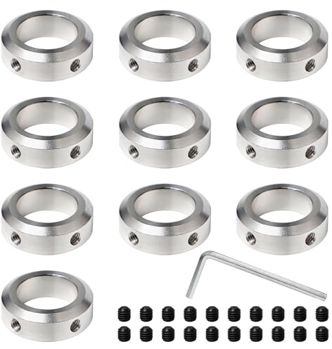 Dagran 10Pcs Bague de Réglage Perçage 25mm Butée Profondeur Alésage Bague | Arrêt d'axe Butée Arbre Collier Alliage d'Alumin pour Réglage d'Axe, Transmission, Assemblages CNC&Roues de Brouette
