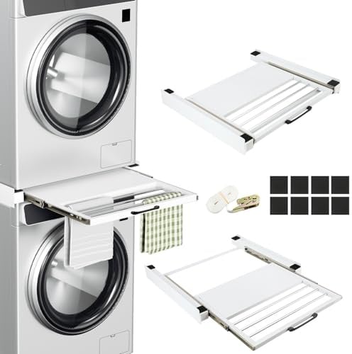 Peviasot Zwischenbaurahmen Trockner Waschmaschine, Verbindungsrahmen Waschmaschine Trockner Universal, Stapelset Waschmaschine Trockner mit Handtuchhalter, für Waschmaschine und Trockner