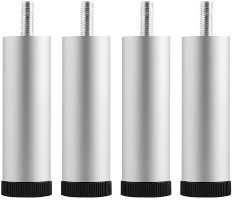 4er-Pack Verstellbare Möbelfüße, M6/M8/M10 Gewinde, Ersatzfüße Zum Ausgleichen Von Couches, Betten, Sofas Und Schränken, Mit Rutschfester Fußkappe(Silber,8cm(M6screw))