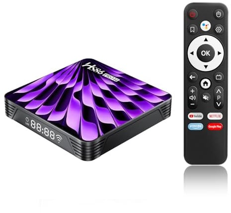 HS86 PRO14 TV Box Android 14.0 8K 2026 Box Android 2 GB RAM 16 GB ROM RK3518 Chipset, 2,4 GHz 5,0 GHz Doppio WiFi6 BT5 USB3.0 10/100 Ethernet HD HDR10+ Smart TV Box Internet con Telecomando Bluetooth