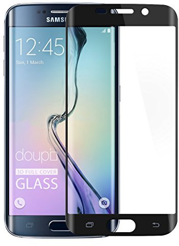 doupi FullCover Panzerfolie für Samsung Galaxy S6 Edge, Preimium 9H Hartglas HD Displayschutz Anti Kratzer Glas Schutzfolie, schwarz