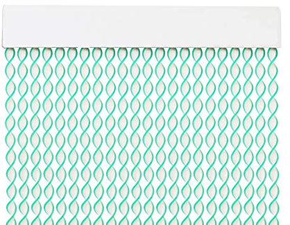 MERCURY TEXTIL Cortina para Puerta Tiras PVC 200x90cm,Cortina para Puerta Exterior,10 Color (Blanco+Filo Verde R10)