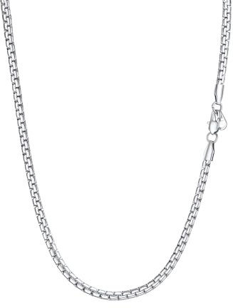 PROSTEEL Erbskette 4mm breit Herren Halskette Edelstahl platte Venezianierkette Gliederkette 46cm/18 Kettelänge Biker Punk Rock Schmuck für Männer Jungen, silber