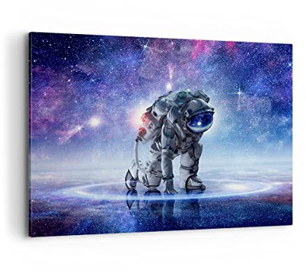 Bilder auf Leinwand 100x70cm Leinwandbild mit Rahmen Kosmonaut Weltraum Groß Wanddeko Bild Schlafzimmer Küche Deko Wandbilder Dekoration Wohnzimmer Wall Decor Canvas Wand Kunstdruck Art AA100x70-3985