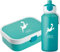 4ou Design Mepal Set Brotdose & Trinkflasche personalisiert mit Namen – Silhouette Fußballer türkis – Auslaufsicher, Bento Einsatz rausnehmbar, inkl. Snackgabel – BPA frei – Geschenk für Kinder
