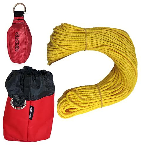 FORESTER 15oz Professional Throw Line Kit with Storage Bag | 150ft Polyethylene Throw Line, Arborist Throw Weight, and Throw Bag