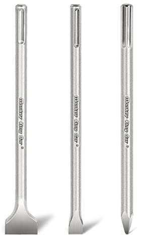 Monkey King Bar SDS Max Bits 16 Chisel Set - 3pcs Masonry Drill Bits for All Brand Hammer Drills - Point, Scaling, and Flat Chisels