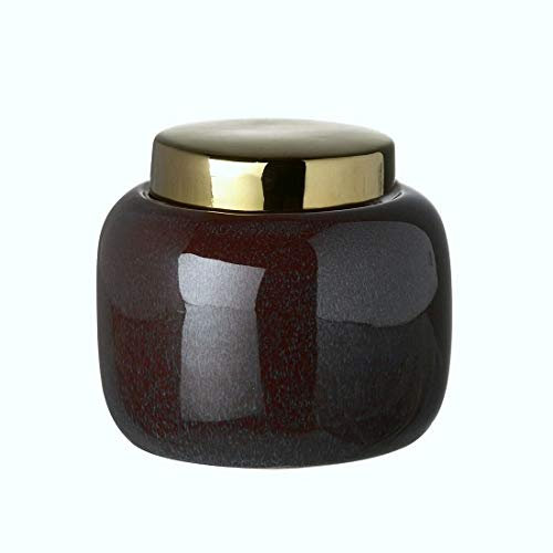 Parlane Vorratsdose aus Keramik, mit goldfarbenem Deckel, Höhe: 8 cm, Violett