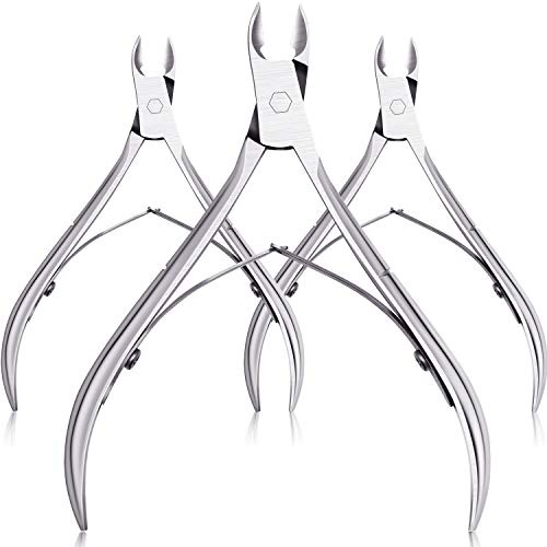 Mudder 3 Pack Silver Cuticle Trimmer Nippers Cutter Tool Stainless Steel Nail Cuticle Scissors Remover with Pointed Blade Scissors Pedicure Manicure Tool for Fingernails and Toenails Nails Care