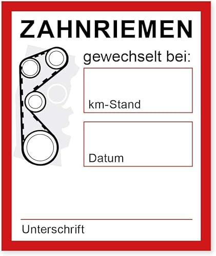 Aufkleber Auto Zahnriemen gewechselt Service Wechsel Kundendienst Wartung Auto KFZ Waschstrassenfest und Witterungsbeständig (2)