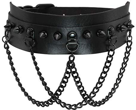 Manfnee MANFFNEE PU Leder Kette Kragen Halskette Punk Goth Niete Kragen Halskette für Männer Frauen