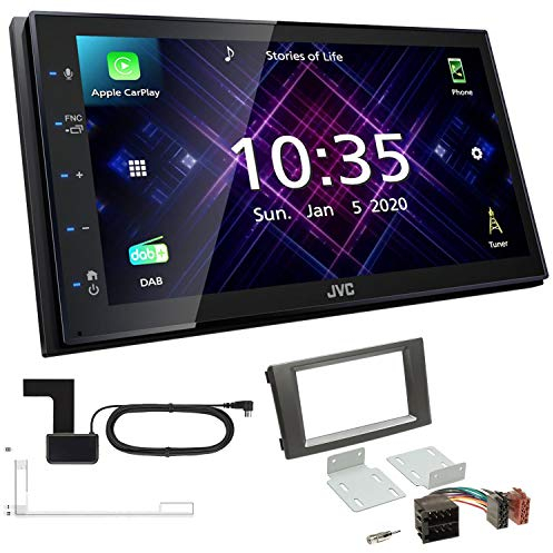 JVC KW-M565DBT 2-DIN Autoradio mit DAB Antenne passend für Iveco Daily IV und V 2006-2014 dunkelgrau