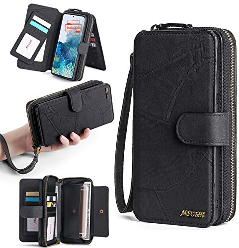 Yidai-Silu 2 in 1 Hülle für Huawei P30 Pro Leder Schutzhülle 【Abnehmbar, Mutil-Funktion, Drehbar Kartenfach】 Magnet Handyhülle Kunstleder Flip Case Geldbeutel für Huawei P30 Pro 6,47 - Schwarz