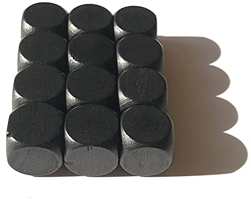 Blanko Würfel aus Holz für Brettspiele, Größe 16 mm, Made in Germany (12 Würfel, Schwarz)