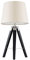 MiniSun | Black Wood and Silver Chrome Tripod Table Lamp with a Beige Light Shade | Table Lamps, Home Décor & Improvement Essential | Includes Bulb [3000K Warm White]