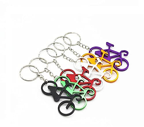 LATRAT 10 llaveros para bicicleta, abrebotellas de cerveza, aleación de zinc, para fiestas, bodas, bares, color aleatorio