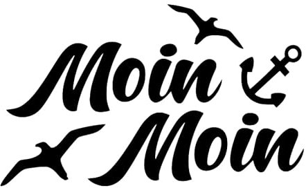 Moin Moin Möwen Aufkleber Norderney Nordsee Anker Sylt Ostsee Küste Föhr 20x12cm in 21 Farben, 70-schwarz