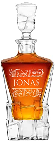 Maverton Whisky Karaffe mit Gravur - 950 ml - Whiskey Dekanter mit luxuriösem Design - personalisiert - edles Kristallglas - für Männer - zum Geburtstag - Vorname