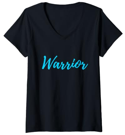 Damen Warrior T-Shirt für Yoga oder Friedliches Achtsames Yogi T-Shirt mit V-Ausschnitt