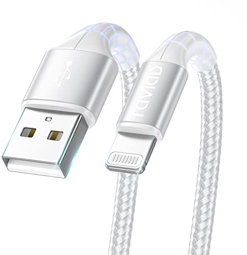 RAVIAD iPhone Ladekabel Lightning Kabel 1M, [MFi Zertifiziert] Nylon iPhone Kabel Kompatibel mit iPhone 13 12 11 Pro XS Max XR X SE 2020 8 8 Plus 7 7 Plus 6s 6 5s 5 Mini Air Pro - Silber