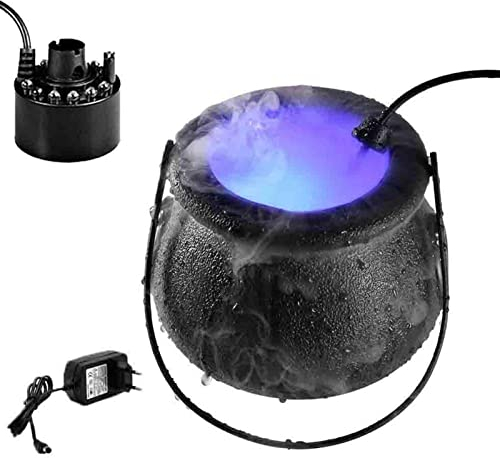 Halloween Nebelmaschine Mit 12 LED Mist Maker Geeignet Mit Bunten Lichtern, Halloween Hexenkessel Nebelmaschinen Nebel Für Halloween, Kessel Rauchen Nebelmacher Sprühdekoration