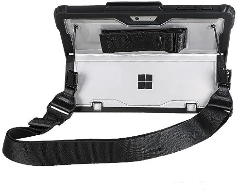 Clear Case for Microsoft Surface Pro11/ Pro 10/Surface Pro 9 13-Inch,Heavy Duty Rugged Hard Shell Cover with Shoulder Strap & Hand Strap&Stylus Pen Holder, Compatible with Type Cover Keyboard, (Black)
