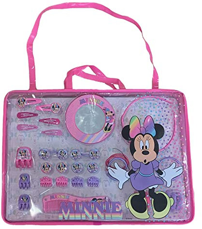 CARTOON Minnie Mouse Haarschmuck, Disney, 38 Stück, elastisch, Haarspangen, Spiegel, Modeschmuck, mit Tasche