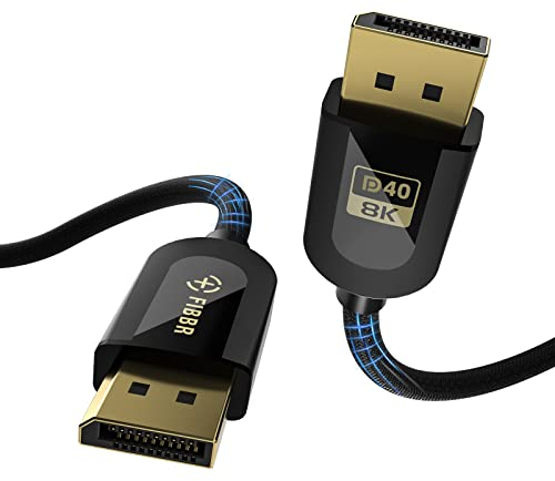 FIBBR VESA Certified DisplayPort 2.1 Cable 1M, 16K 40Gbps DP to DP Cable(16K@30Hz, 10K@30Hz, 8K@60Hz, 4K@144Hz), Support 3D, HDCP2.2, G-Sync & FreeSync for 3090 Gaming Monitor Graphic Card Laptop PC