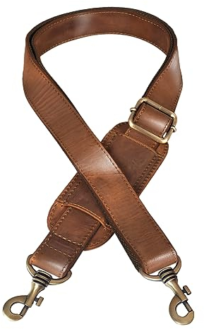 STILORD 'Elli' Wechselgurt Leder mit Schulterpolster Schultergurt für Taschen Trageriemen Handtaschengurt für Umhängetasche Vintage Taschengurt mit Karabiner Taschen-Gurt, Farbe:Cognac - glänzend