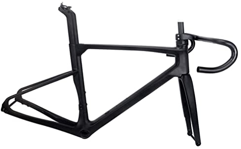 HIMALO Scheibenbremse Rennrad Rahmenset 48/50/52/54CM Carbon Rennrahmen Set Steckachse 100/142mm Interner Routing Rahmen, Mit Gabel Lenker Headset (Size : 48cm)
