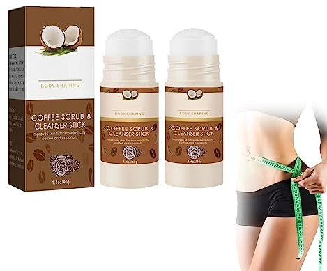 Oveallgo CaffeineSwirl Schwellungs-Lösungsgel, Kokosnuss-Kaffee 2-in-1 Peeling & Reinigungsstift, Körperpeeling mit Kaffee, Kokosnuss-Peeling & Schlankheits-Stick (2 Stück)