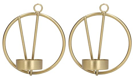 BestAlice 2er-Pack Wand-Kerzenhalter, Stumpenkerzen-Wandleuchter, Moderne Minimalistische Wanddekoration, Goldener Runder Wand-Kerzenhalter für Heimdekoration