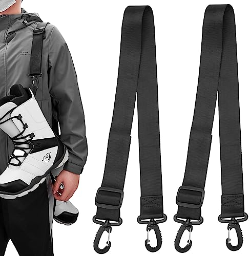 MOPHOEXII Confezione da 2 cinghie per scarponi da sci, tracolla regolabile, guinzaglio per pattini a rotelle, guinzaglio per sci, nero, taglia unica