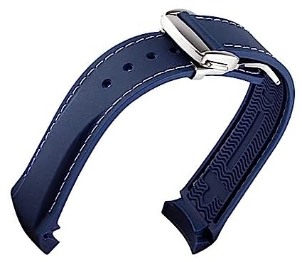 dayeer 20 mm 22 mm Luxus-Uhrenarmband aus Gummi mit gebogenem Ende und Faltschließe für Omega Seamaster-Armbänder aus Silikon (Color : 10, Size : 21mm)