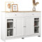 Merax Sideboard Kommode Weiß, Anrichte mit 2 Schubladen und 4 Türen, Beistellschrank Vitrine mit Glas Tür, Moderne Schrank Mehrzweckschrank Flurschrank, für Wohnzimmer, Esszimmer, 120 x 37 x 80 cm