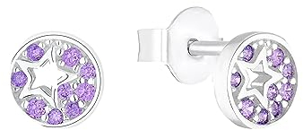 s.Oliver Ohrstecker 925 Sterling Silber Mädchen Kinder Ohrschmuck, mit Zirkonia synth., 0,6 cm, Silber, Stern, Kommt in Schmuck Geschenk Box, 2036820