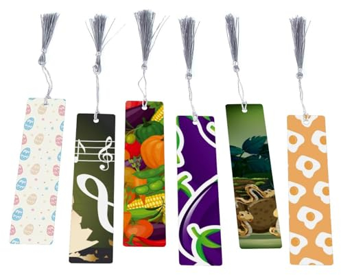 6 Pieces Bookmark, Retro Egg Music Bookmarks Gift Box Set, Book Marks for Book Lovers, A Unique Gift for Men, Women, Kids