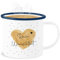 Emaille Becher Blechbecher - Aufdruck selbst gestalten - Dein Wunschtext I Geschenk personalisiert Weihnachten I Vatertag I Muttertag I Geburtstag - 300 ml - Weiß Blau - personalisierte teetasse