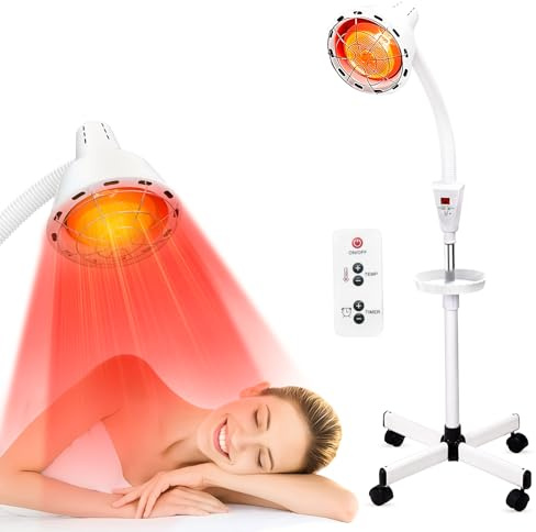 275W Infrared Red Light Therapy Heat Lamp with Removable Rolling Casters