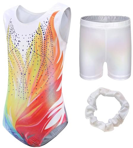 SEAUR Mädchen Turnanzug Turnshorts Set Ärmellos Gymnastikanzug mit Hose Kinder Trikot Turnen Shorts Gymnastik Tanzen Kleidung 9-10 Jahre