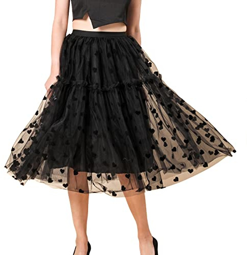 Tüllrock Damen Stufenröcke Elastische Taille Tüllröcke Tüllrock A Linie Elastischer Hoher Bund Mehrschichtige Faltenröcke Mesh Tutu Röcke A-Line Stufe Tutu Prom Hochzeit Tüll Röcke