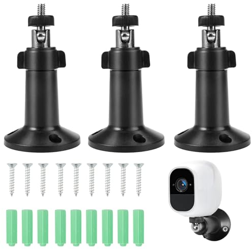 3 Piezas Soporte Camara Vigilancia, Genérico Soporte de Pared para Cámara, Soporte de Pared para Cámara de Seguridad Ajustable, Soporte Camara Ajustable para Interiores y Exteriores, Negro