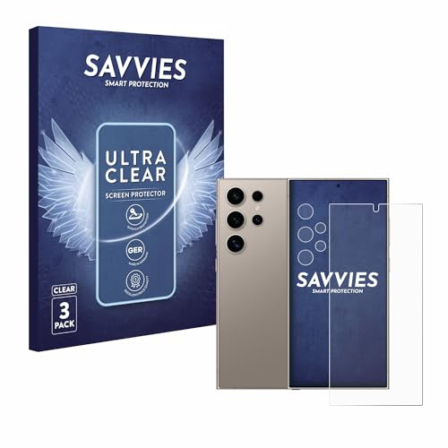 Savvies Schutzfolie für Samsung Galaxy S24 Ultra (case-friendly) | (Display+Kamera) 6 Stück Transparenter Displayschutz Made in Germany Ultra-Klar Displayschutz-Folie