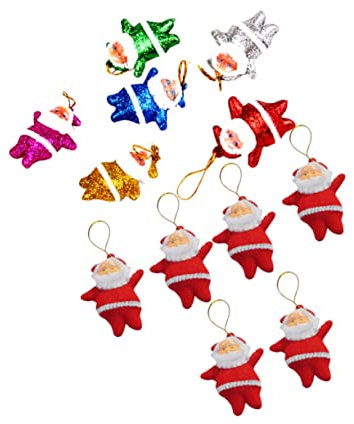 Cabilock 12piezas Adornos De Papá Noel y Árboles Denavidad Unidades Adornos para Decoración De Fiesta Navideña