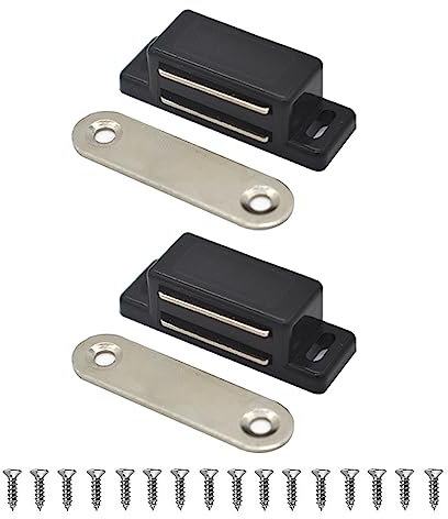 Magnetic Door Catch, Lockimo Cupboard Door Magnets Drawer Magnet Small Cabinet Door Magnetic Catches Latches for Kitchen Wardrobe Magnets Door Closers Magnet Closure 2 Pack Black