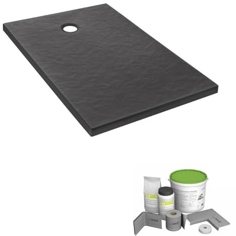 Jacob Delafon Pack Receveur de Douche 140 x 80 Ipso Rectangle Gris Anthracite + Kit d'étanchéité WEDI