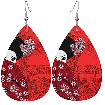 Lederohrringe Berg Geisha Kimono Japan Teardrop Ohrringe 1 Paar Damen Ohrring Klassischen Baumeln Ohrringe, Für Frauen, Geburtstagsfeier, Mädchen