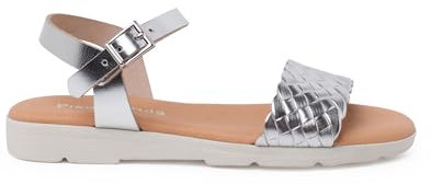 Pisamonas Sandalias Hebilla Pala Trenzada Talla 36 Color Plata