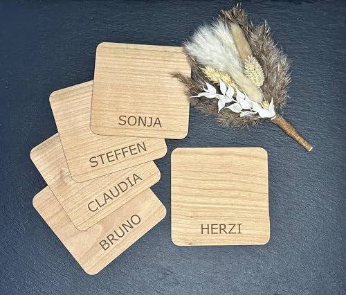 Personalisierte Name Untersetzer aus Holz - Maßanfertigte Name Untersetzer für Hochzeiten, Geburtstage, Jubiläen, Einzugsfeiern, Babypartys, Abschlussfeiern
